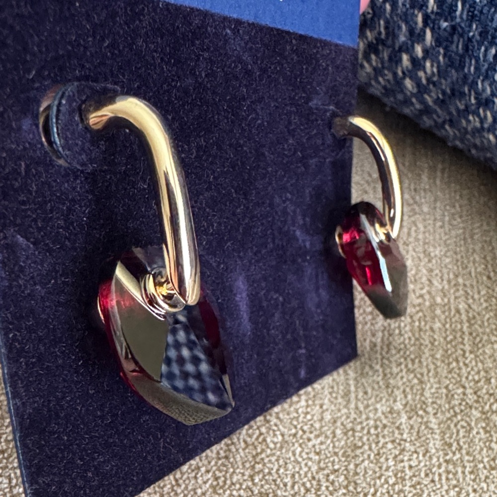 NWT! Swarovski Gold and Red Crystal Earrings - Picture 5 of 12
